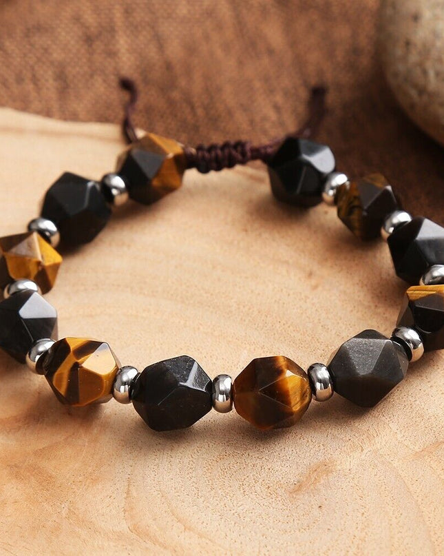 Natural Tiger's Eye Stone Bracelet Obsidian Gemstone Bracelet Handmade