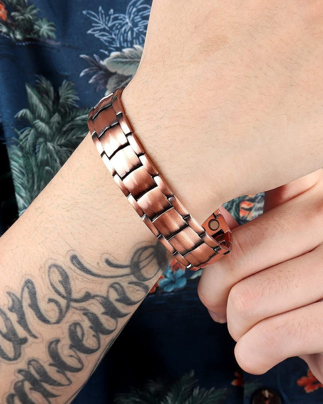 Men's Bracelet Magnetic Therapy Arthritis Pain Relief Pure Solid Copper Bangle