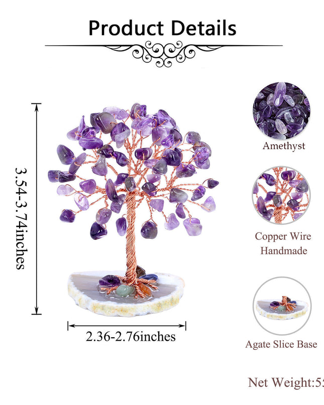 Amethyst Gemstone Money Tree Natural Amethyst Cluster Base FengShui Bonsai Reiki